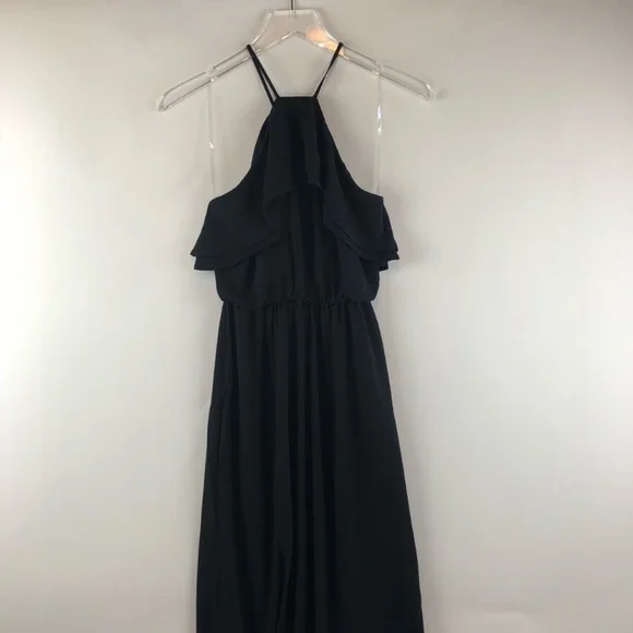 Nordstrom Dress Lush maxi black cocktail wedding party Ruffle XS Long Sleeveless - Picture 5 of 8
